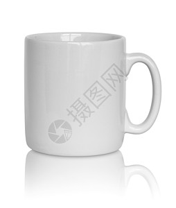 陶瓷白色咖啡杯盘子餐具马克杯白色背景上孤立的空白杯设计图片