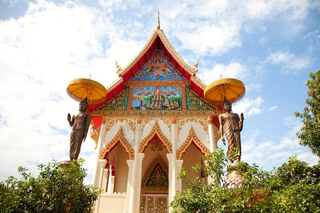 蓝色的文化亚洲人老挝万象佛教寺庙图片