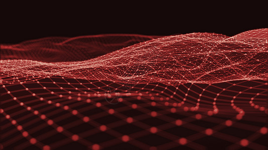 黑臭水体现代的网络由点粒子和网状组成的远期背景空间中抽象数字波和亮平方颗粒的3D交接数据量巨大结构体设计图片