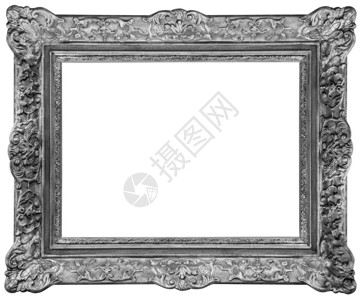 质地剪裁维多利亚时代白色背景上孤立的旧银板木状图片