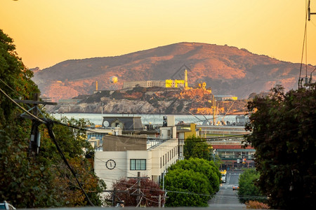 旧金山美国阿尔卡特拉斯岛的天线桑建造景观图片