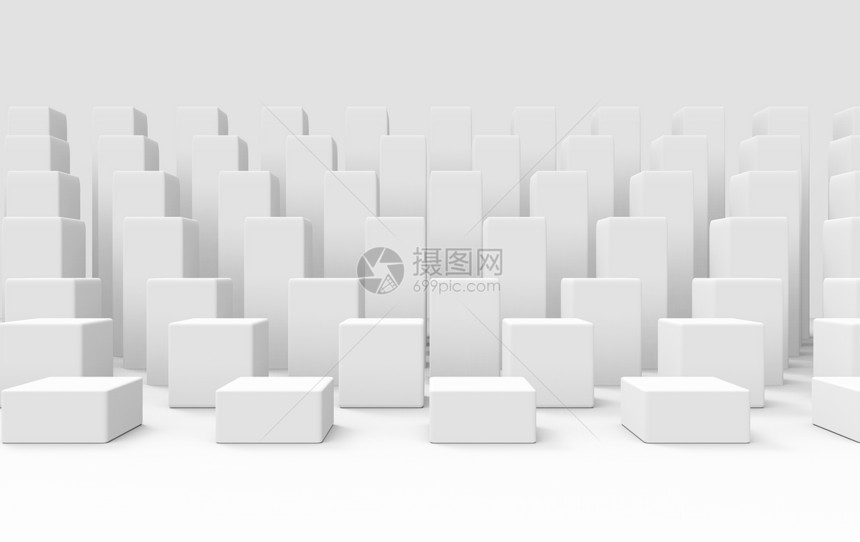 质地灰色的3d在白墙壁设计背景上创建灰色立方体条堆叠组目的图片