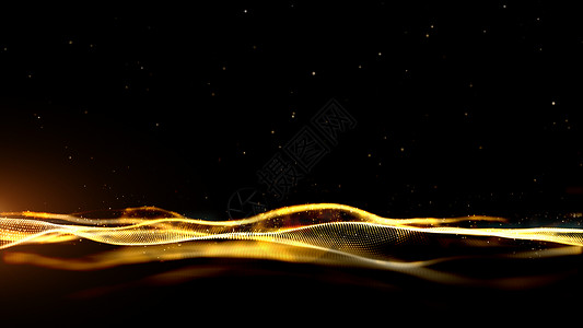 现代的黄色金数字粒子波流抽象技术背景概念的抽象技术背景概念闪光背景图片