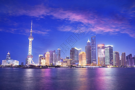 城市黄昏时浦东天线上海城市景观图片