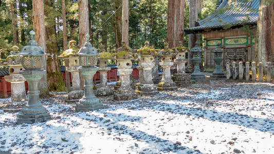 遗产栃木托绍古神社圣地棚外的托罗石灯宗教图片