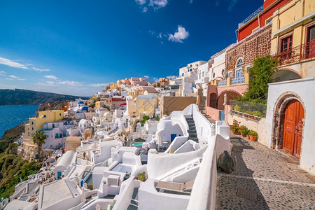 希腊圣托里尼岛奥亚镇城市景观欧洲费拉风优美图片