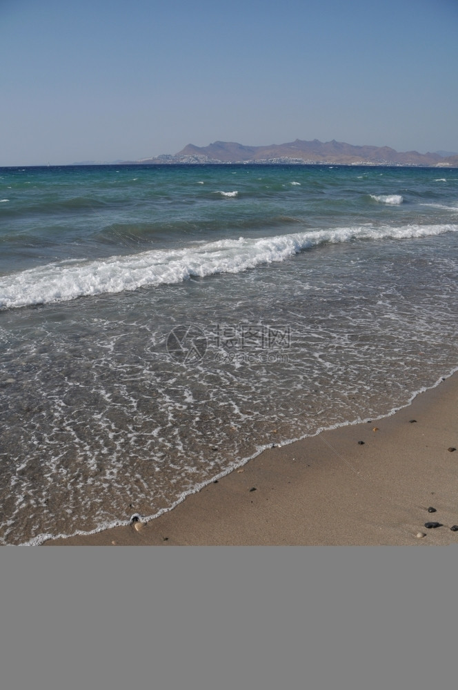 场景水位于希腊土耳其高斯的美丽海滩背景洋图片