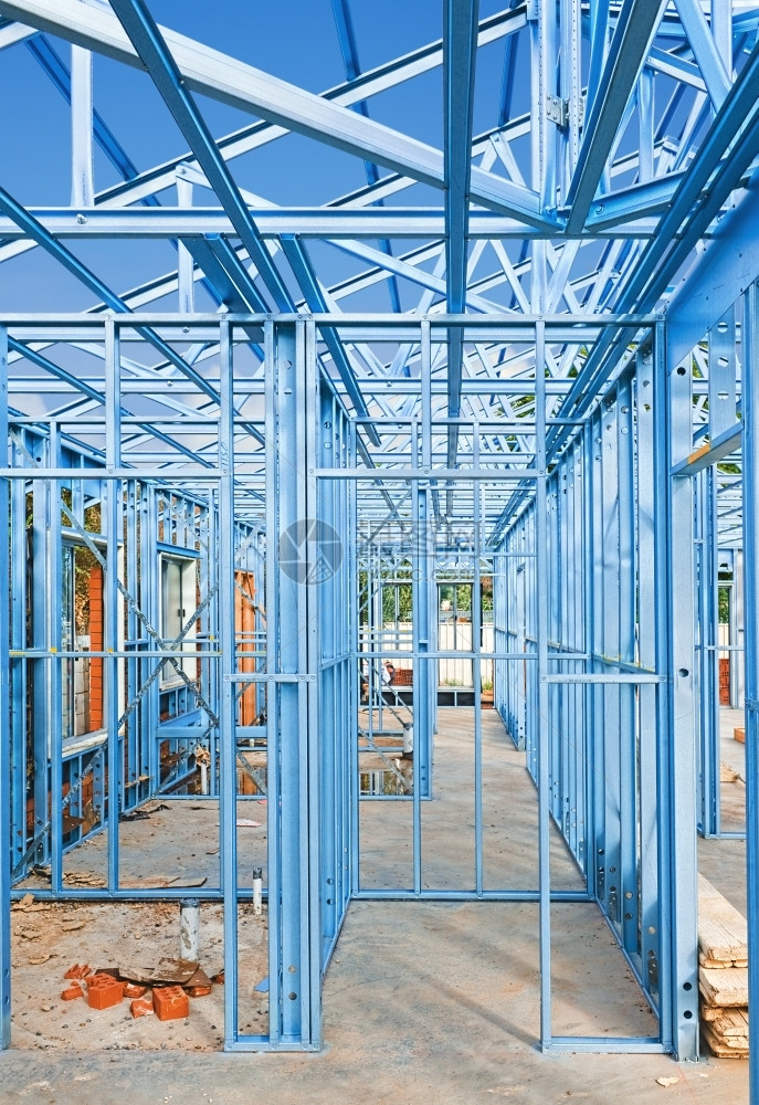 不动产墙正在使用钢架建造中的新住宅钢结构图片