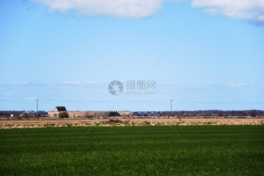 遗产旅游历史在瑞典群岛奥兰埃克托尔普重建的铁时代堡垒图片