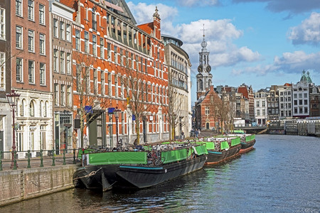 历史的荷兰阿姆斯特丹市风景与Munt塔位于荷兰历史欧洲的图片