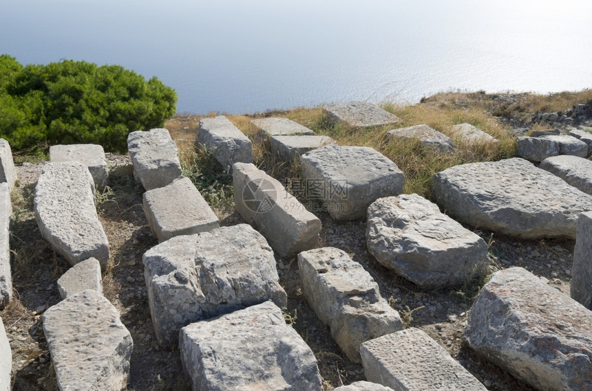山爬坡道考古学希腊圣托里尼岛古老的Thera图片