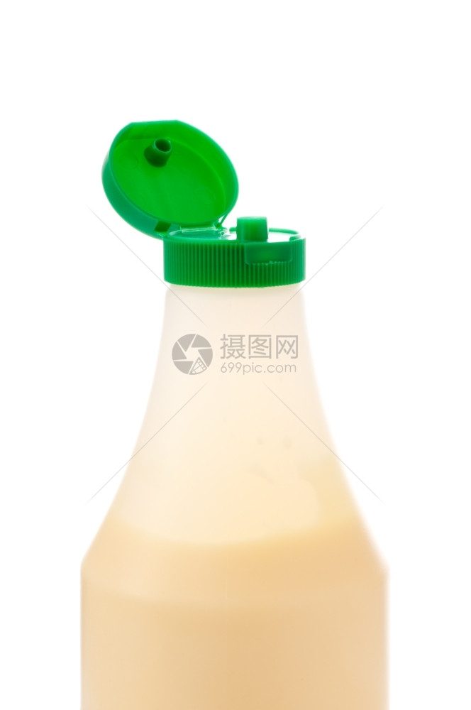 照片白色背景上孤立的蛋黄酱瓶绿色味道图片