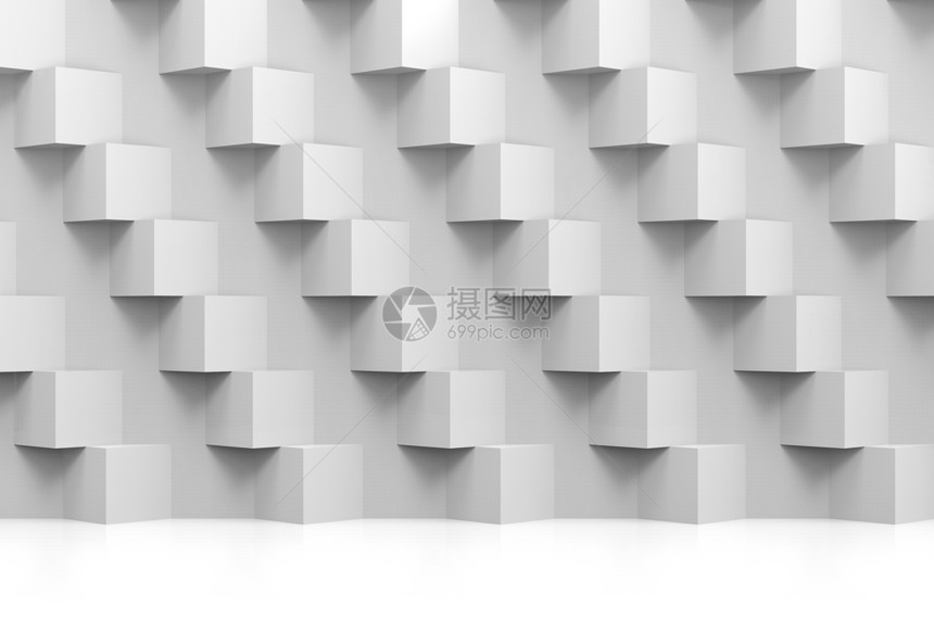重复渲染3d提供现代抽象的随机奢侈品白色立方体框壁设计背景白色的图片