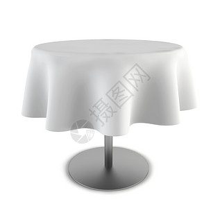 白桌布圆桌会议3d白背景的圆桌3d插图目的空金属插画