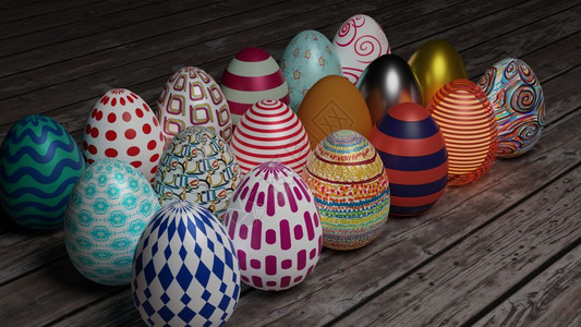 快乐的复活节一套东西方鸡蛋不同模式在白色背景和影子上隔离兔艺术四月图片