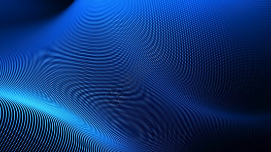 蓝色数字粒子波网络空间抽象背景的蓝色数字粒子波流圆圈海浪线框背景图片