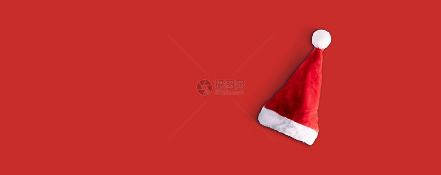 雪圣诞老人的红帽子色背景全形象织物白色的图片
