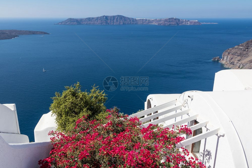 地中海希腊的海岸景象观图片