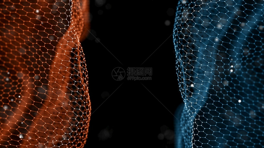 化学墙纸黑暗的3d抽象六边形科技图案蜂窝背景蓝色红科技网络概念3D插图d抽象六边形科技图案蜂窝背景蓝色红科技网络概念3D插图D渲图片