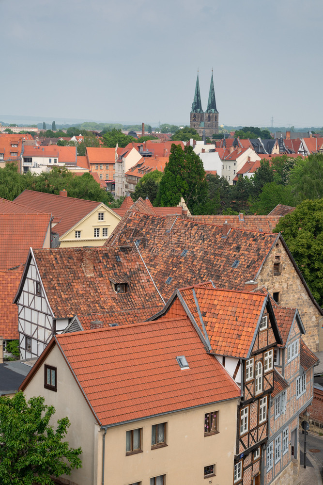 建筑学兴趣路德维希对国萨克森安哈尔特德国欧洲奎林堡老城的全景图片