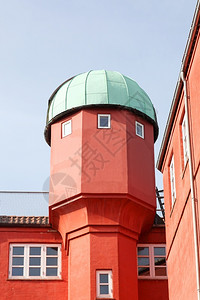 圆顶丹麦Vejle城市观测站望远镜城市景观图片