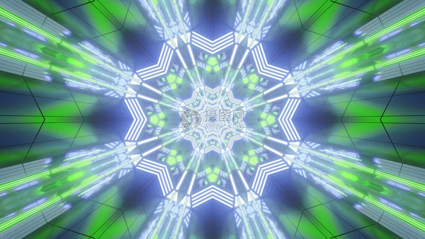 艺术品形象的3d以亮蓝色和绿灯照的地语形状抽象背景图解3dd绿色和蓝摘要形状图解3d生动图片