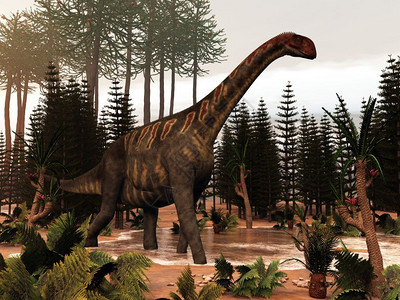萨索巴里萨诺生物职业恐龙步行到一个小池塘在白血病卡莱米和细胞植物之间3D成为职业恐龙3D变成职业恐龙3D树水设计图片