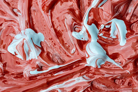 油竹果海浪水彩装饰红色和白抽象油漆设计图片