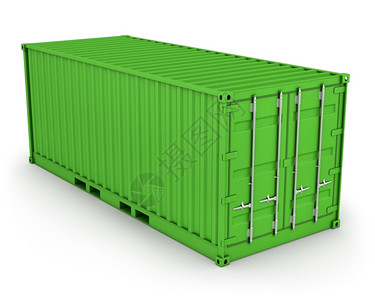 白色集装箱货运行业把手隔离在白色背景上的绿集装箱式货物集装箱设计图片