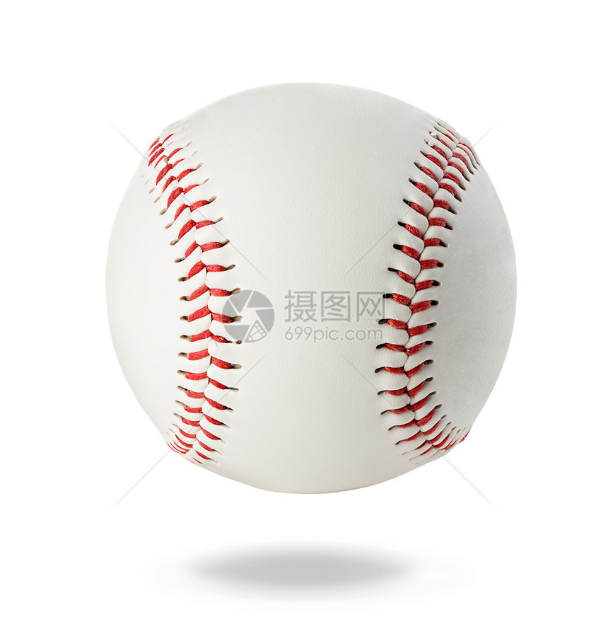 抓住红色的白背景棒球特写接缝图片