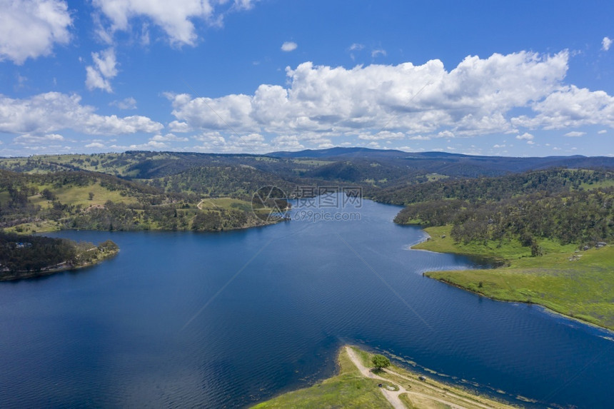 坝澳大利亚新南威尔士州Lithgow附近Lithgow地区娱乐莱利尔湖的空中观察莱尔环境图片
