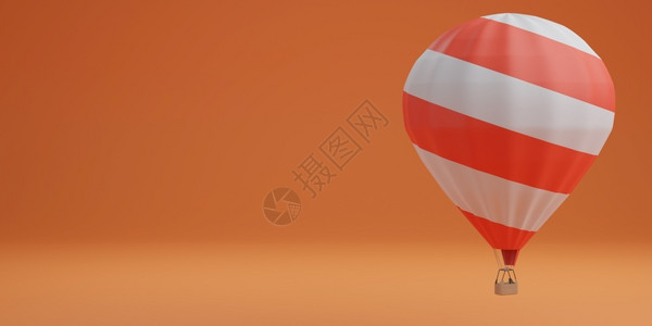 热空气橙色背景旅行概念3的白气球和红骑色的空设计图片