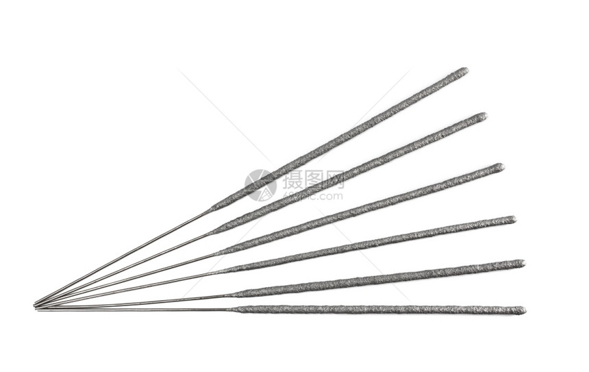 金属娱乐丝白背景上孤立的六个火花喷发者图片