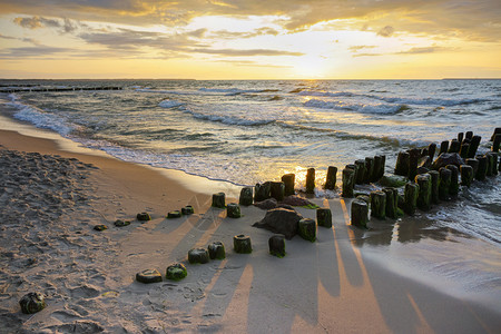 海上日落波罗的海沿岸日出上落夏天地平线海岸图片