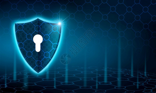 安全的犯罪数字商业据保护概念蓝盾底背景B业务数据保护图片