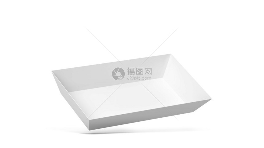 白色背景上孤立的纸面食物托盘3d插图纸盒一顿饭交货图片