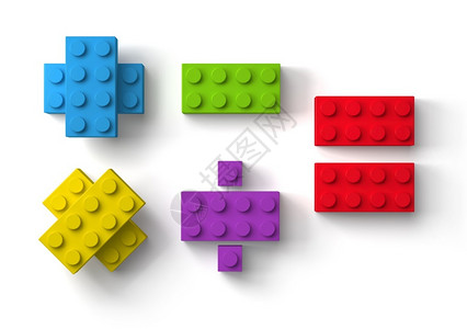 白色背景上孤立的数学符号3d顶视图部孩子们颜色数学的图片