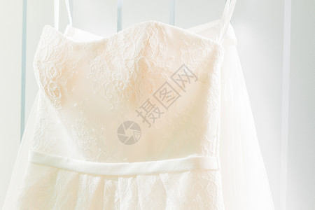 白色婚纱礼服细节图片