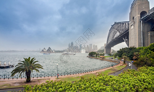立交桥悉尼与新南威尔士州澳洲港桥拱天际线图片