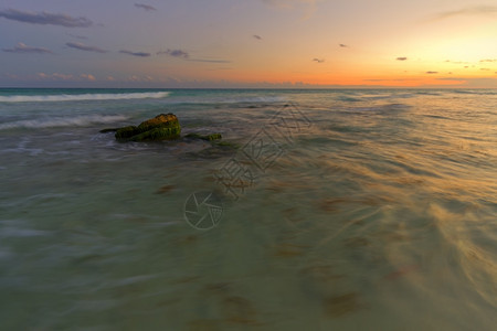 夏天加勒比海滩日落的景象加勒比海滩日落之景环境摄影图片