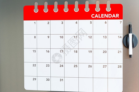 星期每月被困在冰箱中的磁铁日历天标记高清图片