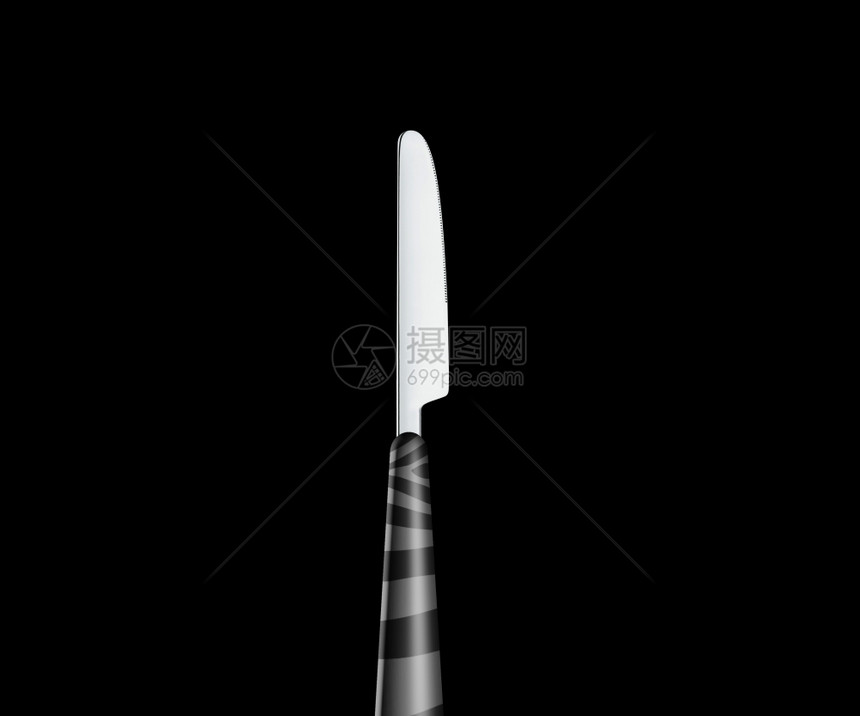 工具现代的厨用黑色背景孤立的刀子图片