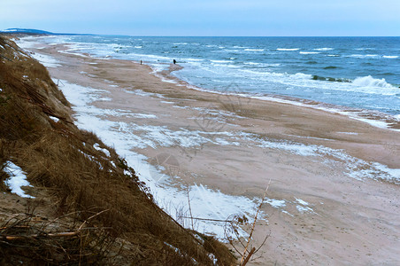 波罗的海洋冬季风景雪覆盖海边的岸景观洋冬季风景天气美丽图片