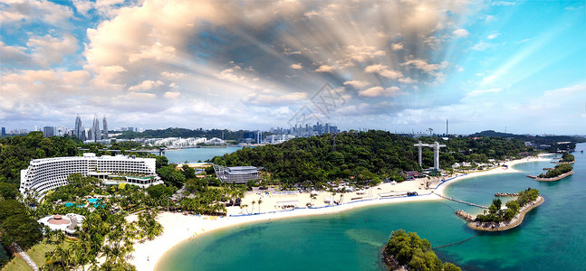 新加坡西洛索海滩全景高清图片
