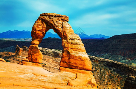 美国犹他州Arches公园陈列图库晚光拱门象征风景图片