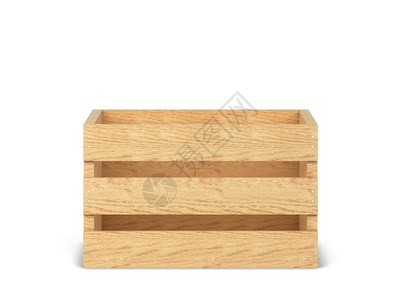 木头盒子运输白色背景上孤立的空木箱3d插图航运案子设计图片