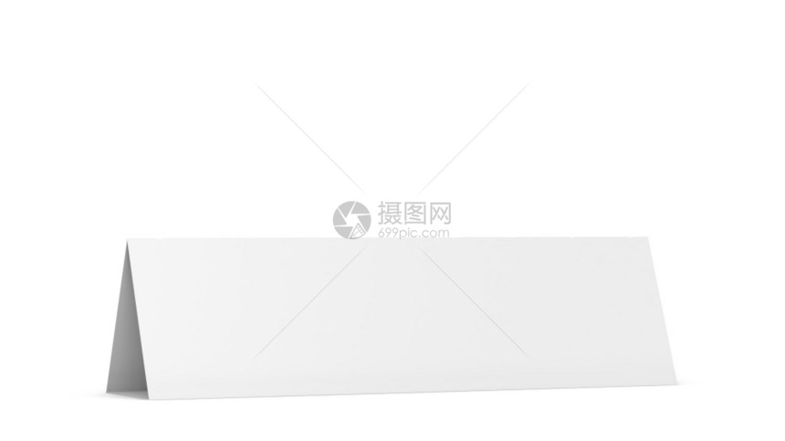 白桌帐篷卡模型3d插图以白色背景隔离商业桌子预订图片