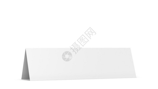 三角桌卡白桌帐篷卡模型3d插图以白色背景隔离商业桌子预订设计图片