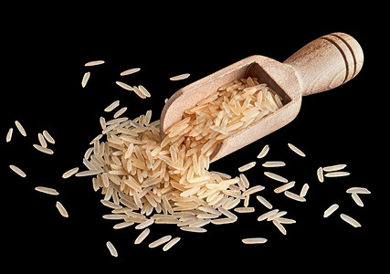 黑底木勺长米稻皮桩头厨房图片