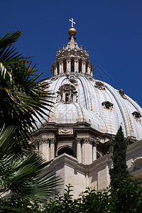 罗马圣彼得斯柯巴西利亚圆顶的棕榈叶装饰目标教廷基督图片